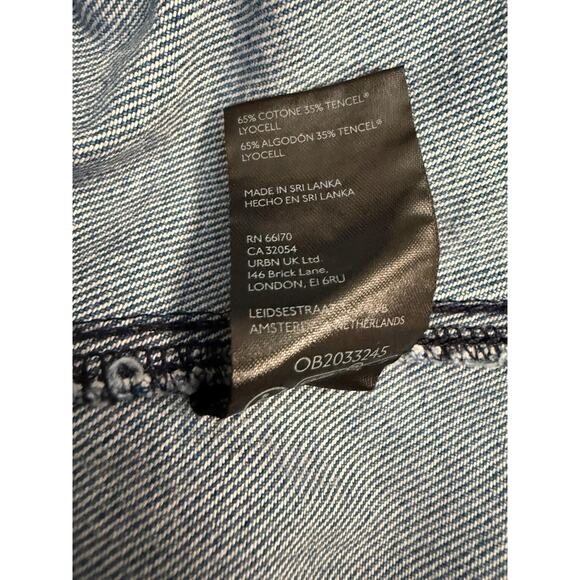 Pilcro Anthropologie Denim Skirt Women's Sz 10 Blue Belted Pencil Midi Back Slit - Picture 8 of 9